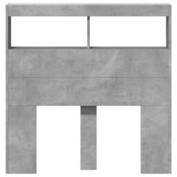 Berkfield Home Headboard Cabinet with LED Concrete Grey 100x17x102 cm - Size: 100 x 17 x 102 cm - thumbnail 6