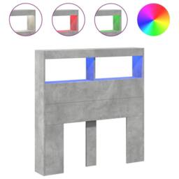 Berkfield Home Headboard Cabinet with LED Concrete Grey 100x17x102 cm - Size: 100 x 17 x 102 cm - thumbnail 1