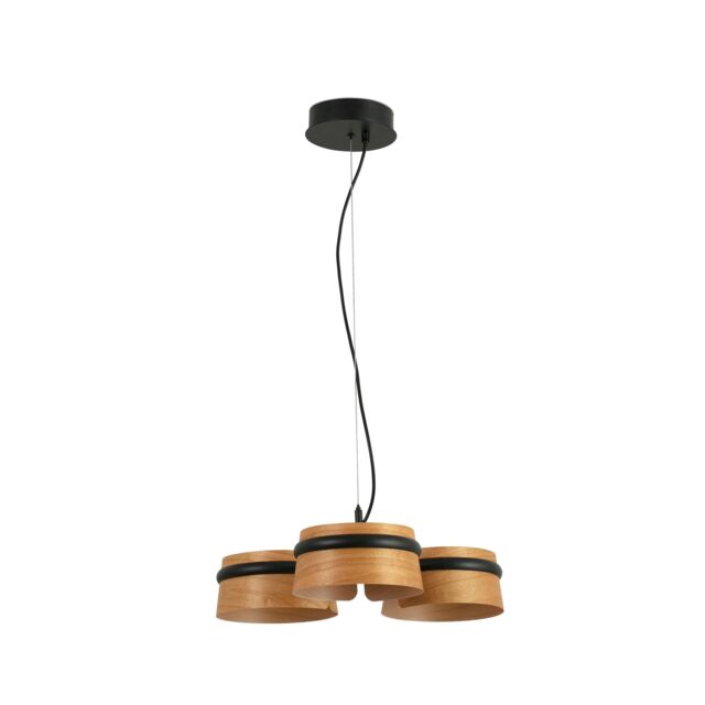Netlighting Loop LED 3 Light Dimmable Cluster Pendant Black Wood - image 1