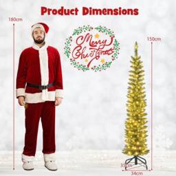 Costway 5 FT Artificial Christmas Tree Pre-lit Xmas Tree w/ 296 Branch Tips in Green - thumbnail 2