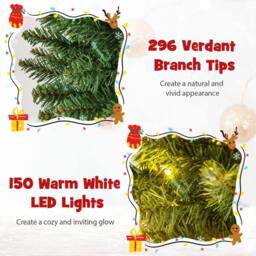 Costway 5 FT Artificial Christmas Tree Pre-lit Xmas Tree w/ 296 Branch Tips in Green - thumbnail 5