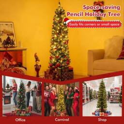 Costway 5 FT Artificial Christmas Tree Pre-lit Xmas Tree w/ 296 Branch Tips in Green - thumbnail 6