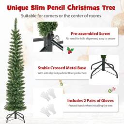 Costway 5 FT Artificial Christmas Tree Pre-lit Xmas Tree w/ 296 Branch Tips in Green - thumbnail 9
