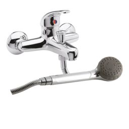 Balterley Modern Bathroom Pair of Wall Mount Couplings Chrome 25mm x 65mm in Silver - thumbnail 1
