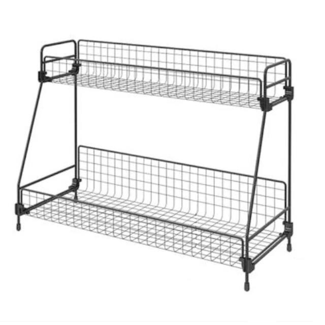 NESTLUNE 2 Tier Metal Basket Storage Stand Kitchen Bathroom in Black - Size: 100 cm x 100 cm - image 1