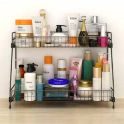 NESTLUNE 2 Tier Metal Basket Storage Stand Kitchen Bathroom in Black - Size: 100 cm x 100 cm - thumbnail 4