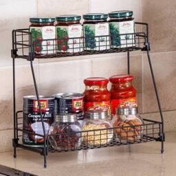 NESTLUNE 2 Tier Metal Basket Storage Stand Kitchen Bathroom in Black - Size: 100 cm x 100 cm - thumbnail 5