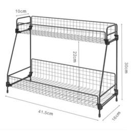 NESTLUNE 2 Tier Metal Basket Storage Stand Kitchen Bathroom in Black - Size: 100 cm x 100 cm - thumbnail 2