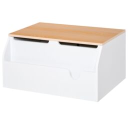 HOMCOM 58x43cm Kids Storage Chest Book Slot Safety Hinge Toys Bedroom Bench in White - Size: 58x43 cm - thumbnail 2