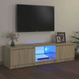 Berkfield Home TV Cabinet with LED Lights Sonoma Oak 140x40x35.5 cm in Light Tan - thumbnail 2