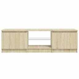 Berkfield Home TV Cabinet with LED Lights Sonoma Oak 140x40x35.5 cm in Light Tan - thumbnail 9