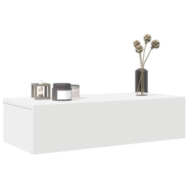 Berkfield Home Wall Shelf with Drawers White 60x26.5x15 cm Engineered Wood - image 1