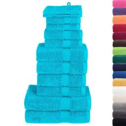 Berkfield Home Soft 12 Piece Premium Towel Set SOLUND Turquoise 600 gsm - thumbnail 3