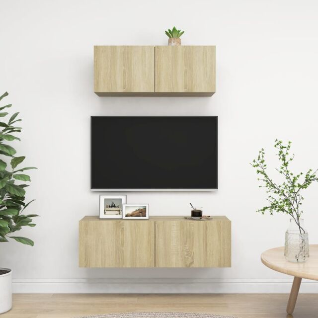 Berkfield Home 2 Piece TV Cabinet Set Sonoma Oak Engineered Wood in Brown - image 1
