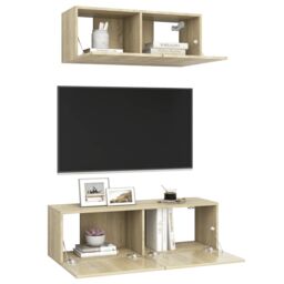 Berkfield Home 2 Piece TV Cabinet Set Sonoma Oak Engineered Wood in Brown - thumbnail 3