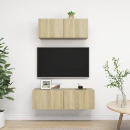 Berkfield Home 2 Piece TV Cabinet Set Sonoma Oak Engineered Wood in Brown - thumbnail 1