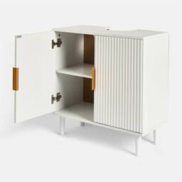 OHS Ribbed Undersink Bathroom Cabinet MDF Storage Organiser in Cream - thumbnail 5