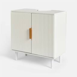 OHS Ribbed Undersink Bathroom Cabinet MDF Storage Organiser in Cream - thumbnail 4