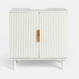 OHS Ribbed Undersink Bathroom Cabinet MDF Storage Organiser in Cream - thumbnail 3