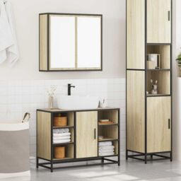 Berkfield Home 2 Piece Bathroom Furniture Set Sonoma Oak Engineered Wood in Brown - thumbnail 3