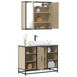 Berkfield Home 2 Piece Bathroom Furniture Set Sonoma Oak Engineered Wood in Brown - thumbnail 1