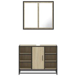 Berkfield Home 2 Piece Bathroom Furniture Set Sonoma Oak Engineered Wood in Brown - thumbnail 5