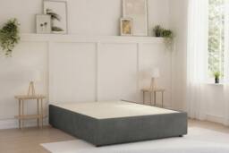 Sloomy Divan Base Steel Plush 2 Drawers Left Side in Dark Grey - Size: Small Single - thumbnail 2