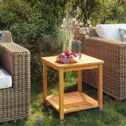 Berkfield Home Side Table Solid Acacia Wood 45x45x45 cm in Brown - Size: 45 x 45 x 45 cm - thumbnail 1