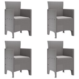 Berkfield Home 5 Piece Garden Dining Set with Cushions Light Grey Poly Rattan - thumbnail 5