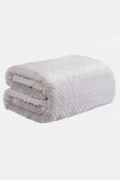 OHS Luxury Large Waffle Honeycomb Mink Warm Throw in Grey - Size: 150 cm x 200 cm - thumbnail 2