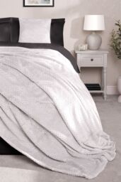 OHS Luxury Large Waffle Honeycomb Mink Warm Throw in Grey - Size: 150 cm x 200 cm