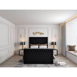 KDMD Capella Upholstered Soft Velvet Black TV Bed Frame - Size: Small Double - thumbnail 2