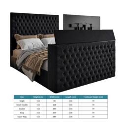 KDMD Capella Upholstered Soft Velvet Black TV Bed Frame - Size: Small Double - thumbnail 6