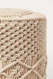 Homescapes Astrid Macrame Pouffe, 42 cm Tall in Natural - thumbnail 4
