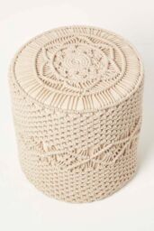 Homescapes Astrid Macrame Pouffe, 42 cm Tall in Natural - thumbnail 5