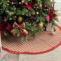 Melody Maison Red Checked Print Christmas Tree Skirt - 120cm - thumbnail 6