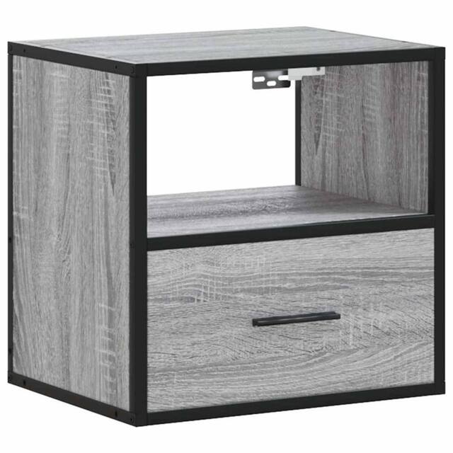 Berkfield Home Wall-mounted Bedside Cabinet Grey Sonoma 40x31x39.5 cm - image 1