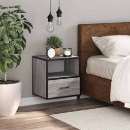 Berkfield Home Wall-mounted Bedside Cabinet Grey Sonoma 40x31x39.5 cm - thumbnail 3