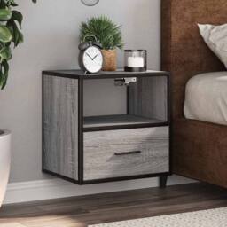 Berkfield Home Wall-mounted Bedside Cabinet Grey Sonoma 40x31x39.5 cm - thumbnail 2