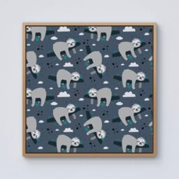 Warren Reed - Designer Sleeping Sloth Pattern Framed Canvas in Light Brown - Size: w40 inch x h40 inch - thumbnail 1