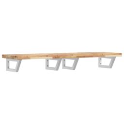 Berkfield Home Basin Shelf Wall Mounted Steel & Solid Wood Acacia in Brown - thumbnail 2