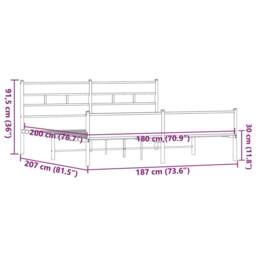 Berkfield Home Metal Bed Frame without Mattress Brown Oak 180x200 cm Super King - thumbnail 9