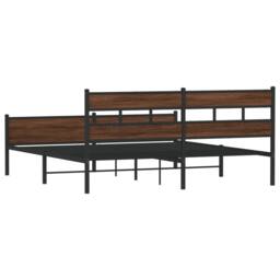 Berkfield Home Metal Bed Frame without Mattress Brown Oak 180x200 cm Super King - thumbnail 6