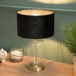 ValueLights Jessy Gold Glass Table Lamp With Black Velvet Shade - thumbnail 5