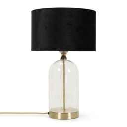 ValueLights Jessy Gold Glass Table Lamp With Black Velvet Shade - thumbnail 2