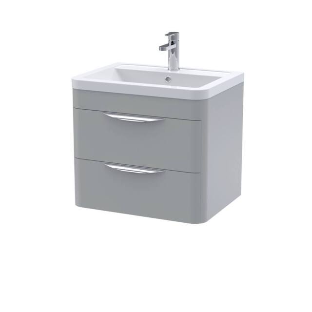 Balterley Aldershawe Wall Hung 2 Drawer Vanity Unit, Ceramic Basin, 600mm, Grey - image 1