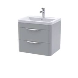 Balterley Aldershawe Wall Hung 2 Drawer Vanity Unit, Ceramic Basin, 600mm, Grey - thumbnail 1