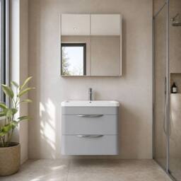 Balterley Aldershawe Wall Hung 2 Drawer Vanity Unit, Ceramic Basin, 600mm, Grey - thumbnail 6