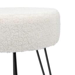 Harbour Housewares Round Boucle Footstool - Small Ottoman Footrest Accent Stool Gold Base in Black - thumbnail 5