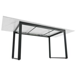 HomeTouch Marble Effect Extendable Dining Table with Iron Metal Legs(L140-180cm x W80cm) in White - Size: 1 Pack - thumbnail 9